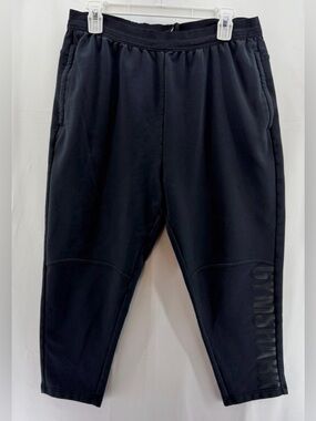 Gymshark Black High Waist Drawstring Capri Joggers with Logo Size Large